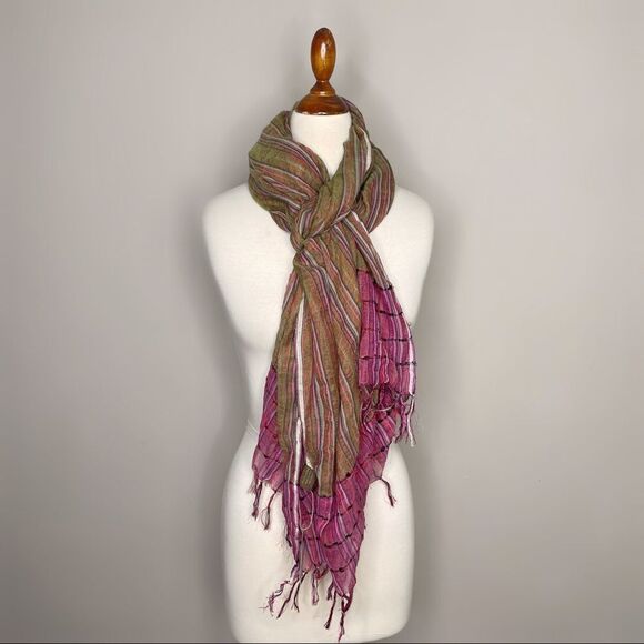 NWT Open Hand Designs Multicolor Lightweight Handloomed Scarf Wrap Fringe 27x78 - Picture 1 of 8